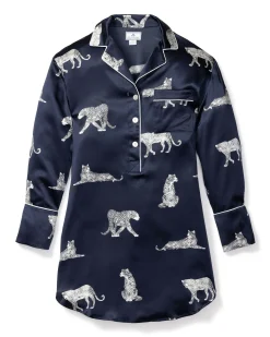Women Petite Plume Women's Silk Nightshirt in Panthere de Luxe