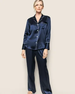 Women Petite Plume Women's Silk Pajama Set in Pink