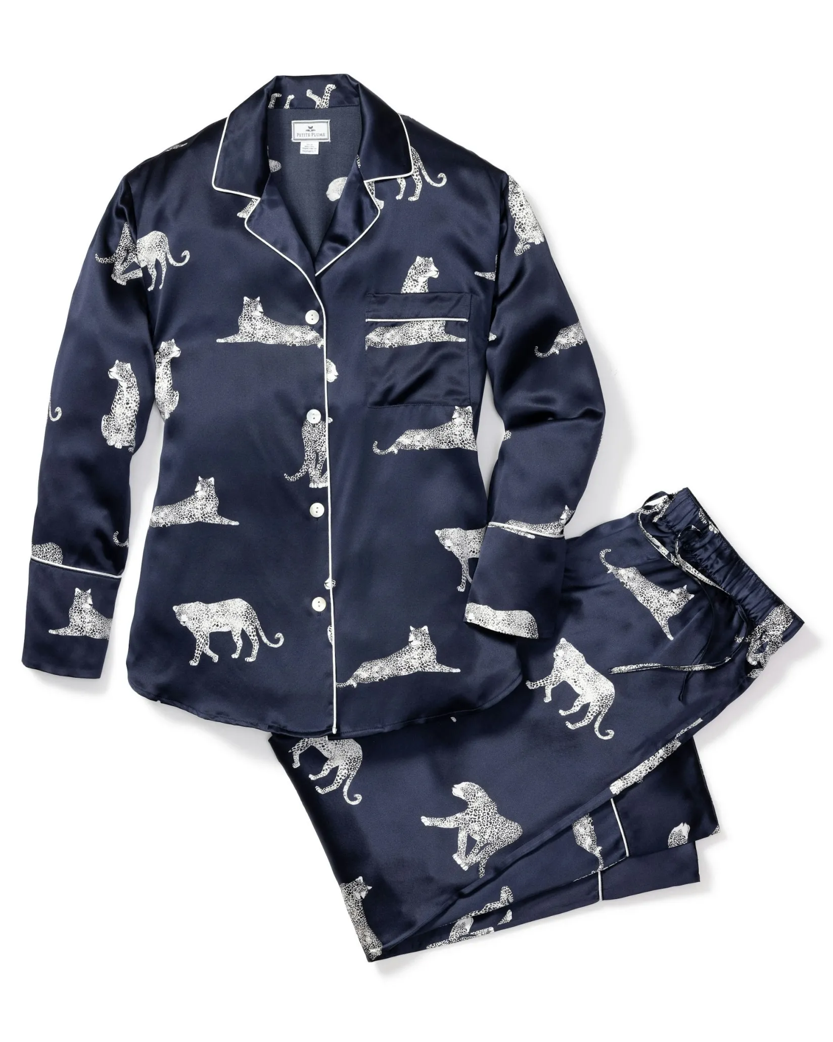Women Petite Plume Women's Silk Pajama Set in Panthère de Nuit