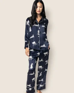 Women Petite Plume Women's Silk Pajama Set in Panthère de Nuit