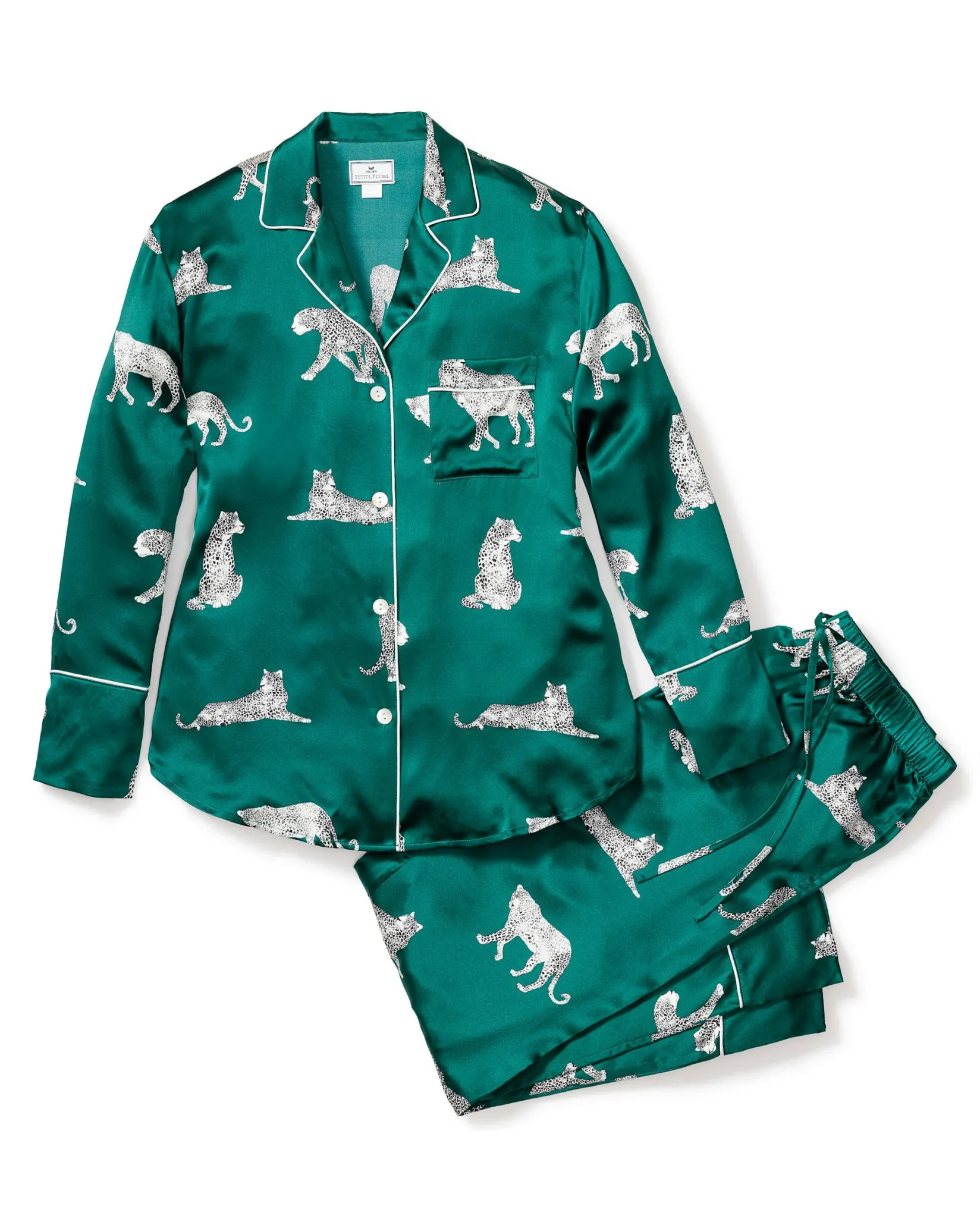 Women Petite Plume Women's Silk Pajama Set in Panthère de Nuit