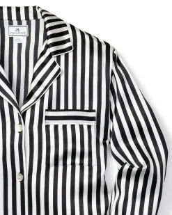 Women Petite Plume Women's Silk Pajama Set in Pink Stripe