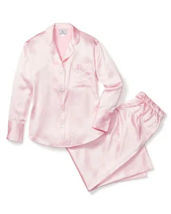 Women Petite Plume Women's Silk Pajama Set in Navy