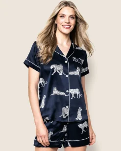 Women Petite Plume Women's Silk Short Set in