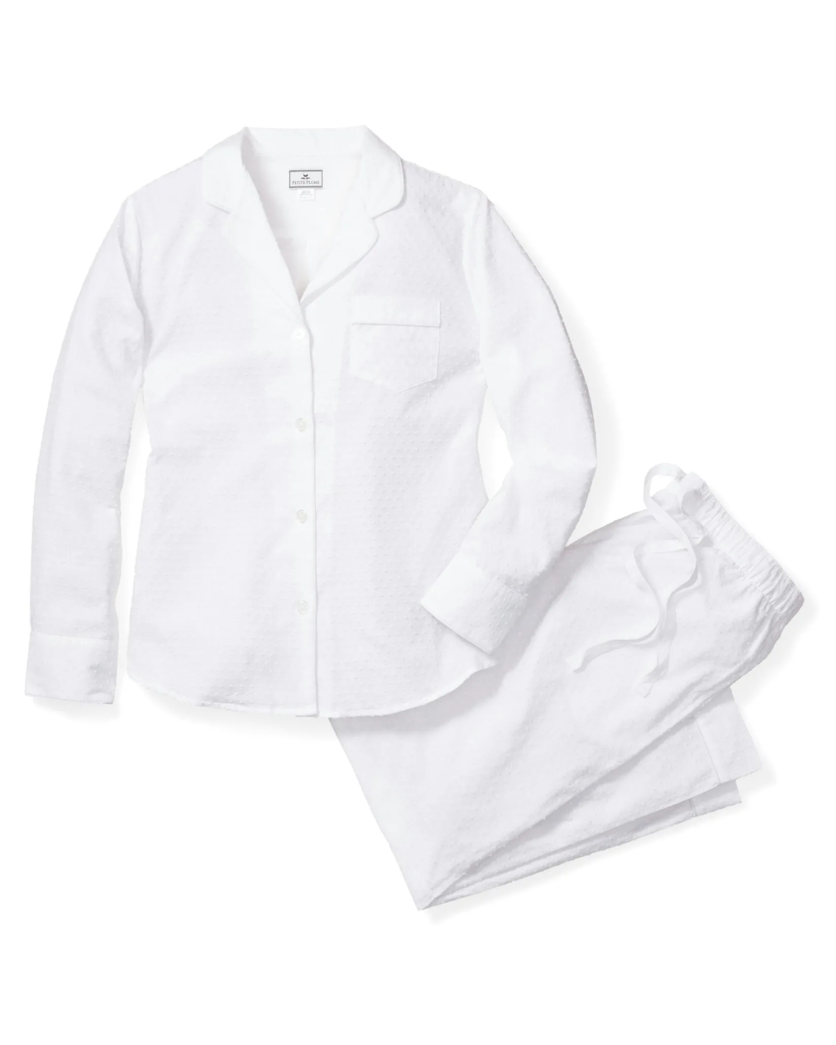 Women Petite Plume Women's Pajama Set in White