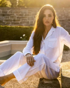 Women Petite Plume Women's Pajama Set in White