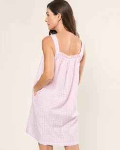 Women Petite Plume Women's Twill Annabelle Nightgown in Pink Gingham