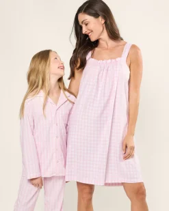 Women Petite Plume Women's Twill Annabelle Nightgown in Pink Gingham
