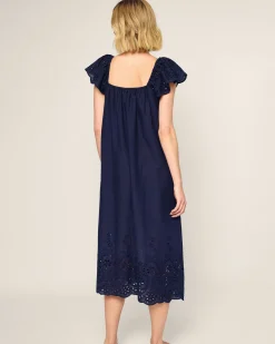 Women Petite Plume Women's Twill Ava Nightgown in Navy