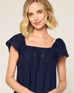 Women Petite Plume Women's Twill Ava Nightgown in Navy