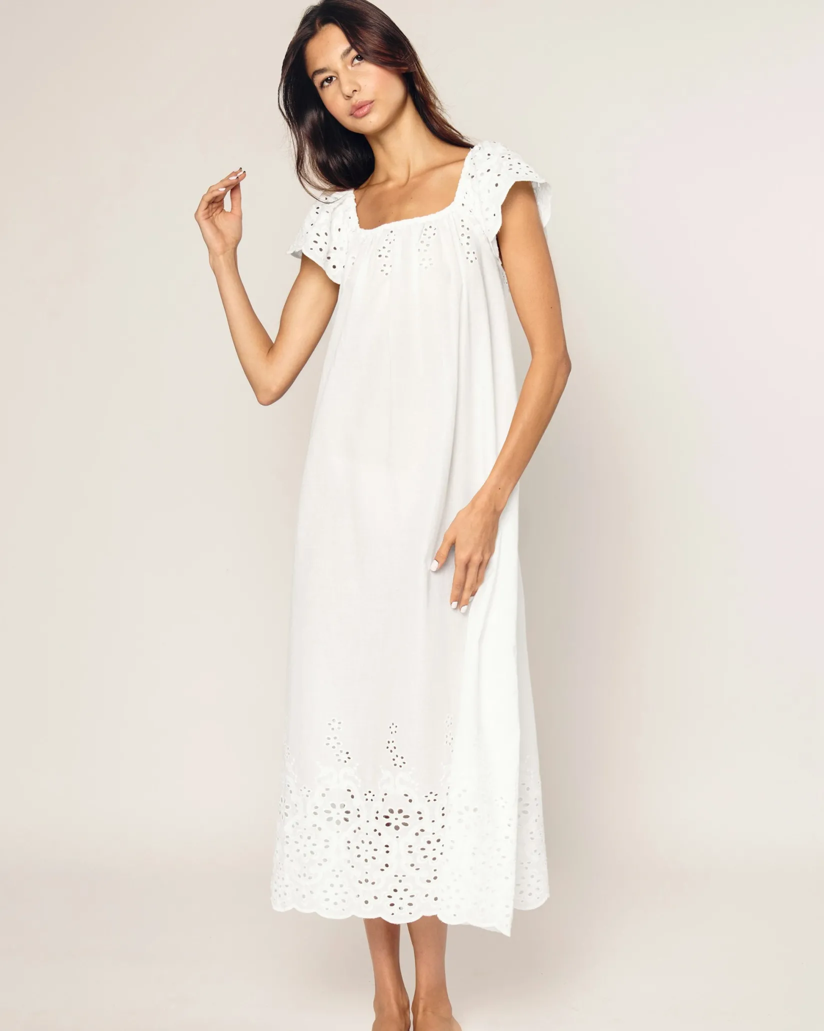 Women Petite Plume Women's Twill Ava Nightgown in Navy