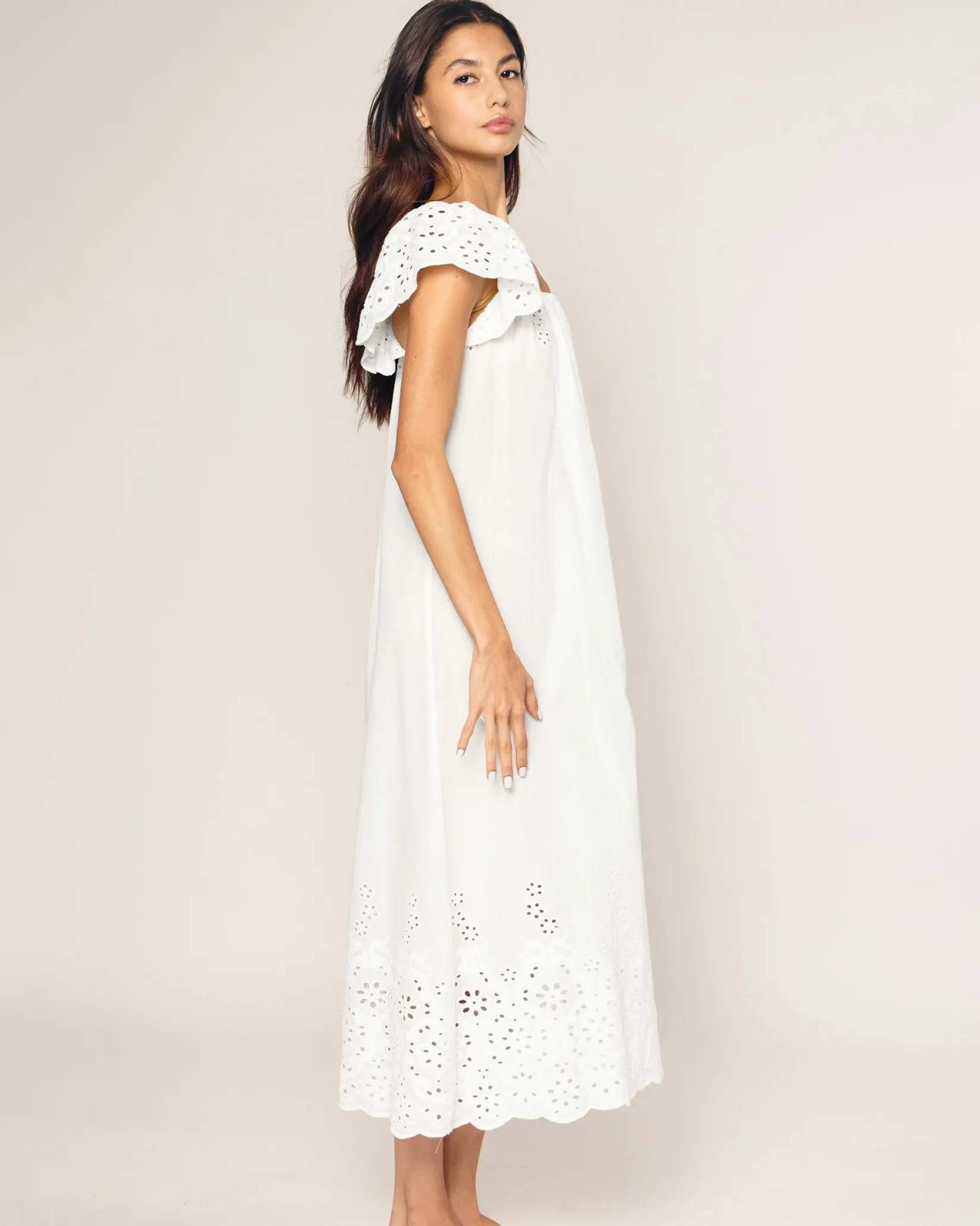 Women Petite Plume Women's Twill Ava Nightgown in Navy