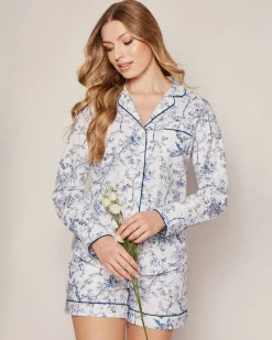 Women Petite Plume Women's Twill Long Sleeve Short Set in