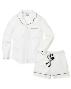 Women Petite Plume Women's Twill Pajama Long Sleeve Short Set in