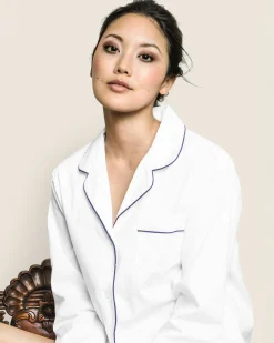 Women Petite Plume Women's Twill Pajama Long Sleeve Short Set in