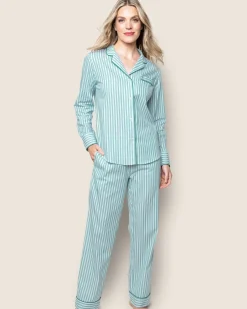 Women Petite Plume Women's Twill Pajama Set in Antique Red Ticking