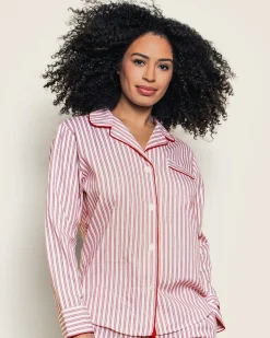 Women Petite Plume Women's Twill Pajama Set in Navy French Ticking