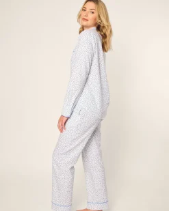 Women Petite Plume Women's Twill Pajama Set in Bluehearts