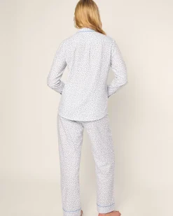 Women Petite Plume Women's Twill Pajama Set in Bluehearts