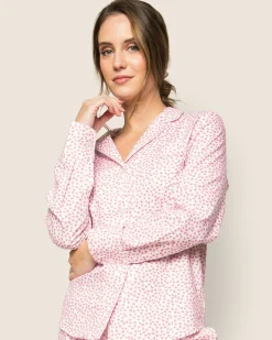 Women Petite Plume Women's Twill Pajama Set in Bluehearts