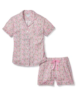 Women Petite Plume Women's Twill Pajama Short Sleeve Short Set in