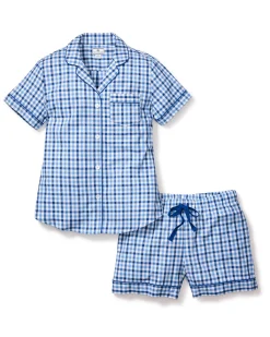 Women Petite Plume Women's Twill Short Sleeve Short Set in Pink Gingham