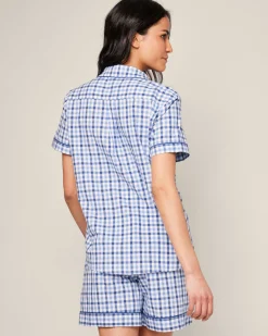 Women Petite Plume Women's Twill Short Sleeve Short Set in Pink Gingham