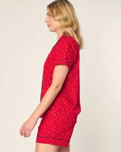 Women Petite Plume Women's Twill Short Sleeve Short Set in Anchors Away