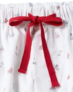 Women Petite Plume Women's Twill Short Sleeve Short Set in Anchors Away