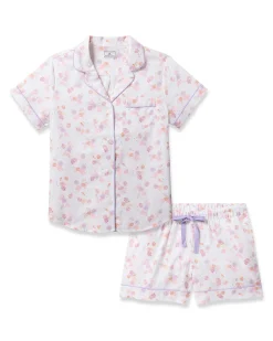 Women Petite Plume Women's Twill Short Sleeve Short Set in Seashell Splendor