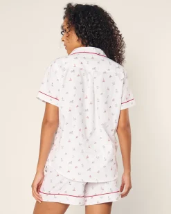 Women Petite Plume Women's Twill Short Sleeve Short Set in Seashell Splendor