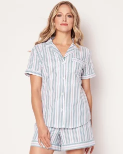 Women Petite Plume Women's Twill Short Sleeve Short Set in