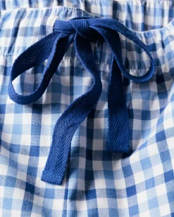 Women Petite Plume Women's Twill Short Sleeve Short Set in Royal Blue Gingham